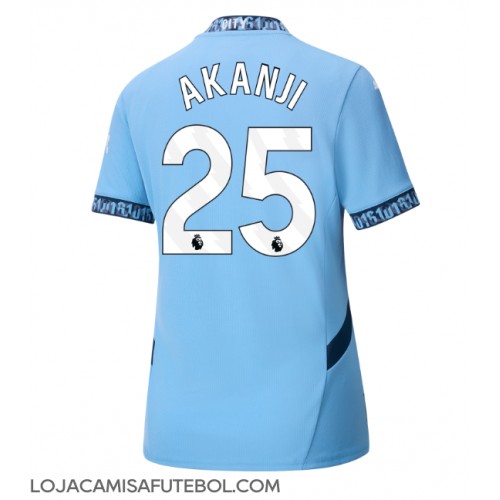 Camisa de Futebol Manchester City Manuel Akanji #25 Equipamento Principal Mulheres 2024-25 Manga Curta